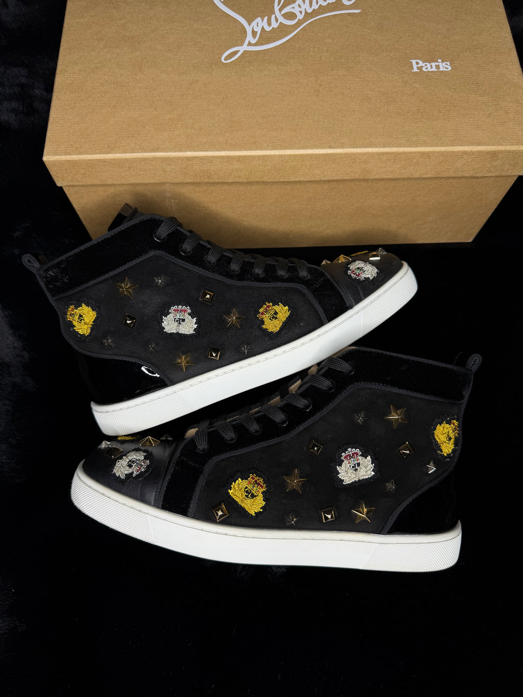 Christian Louboutin Black Velvet High Size 42