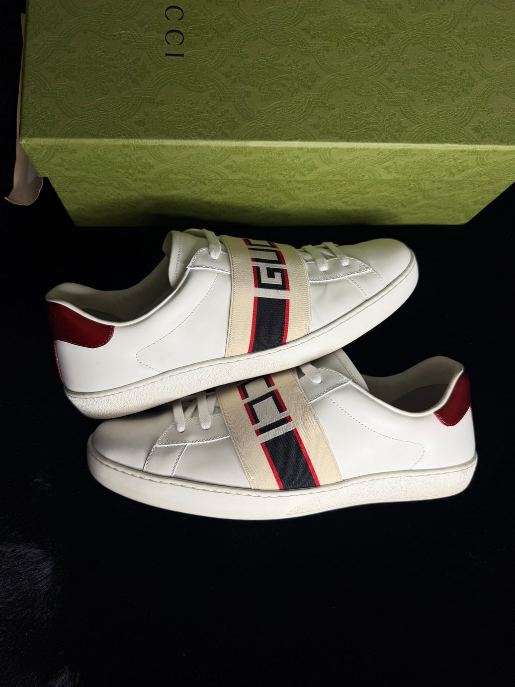 Gucci Ace Stripe Sneakers Size 11-11.5