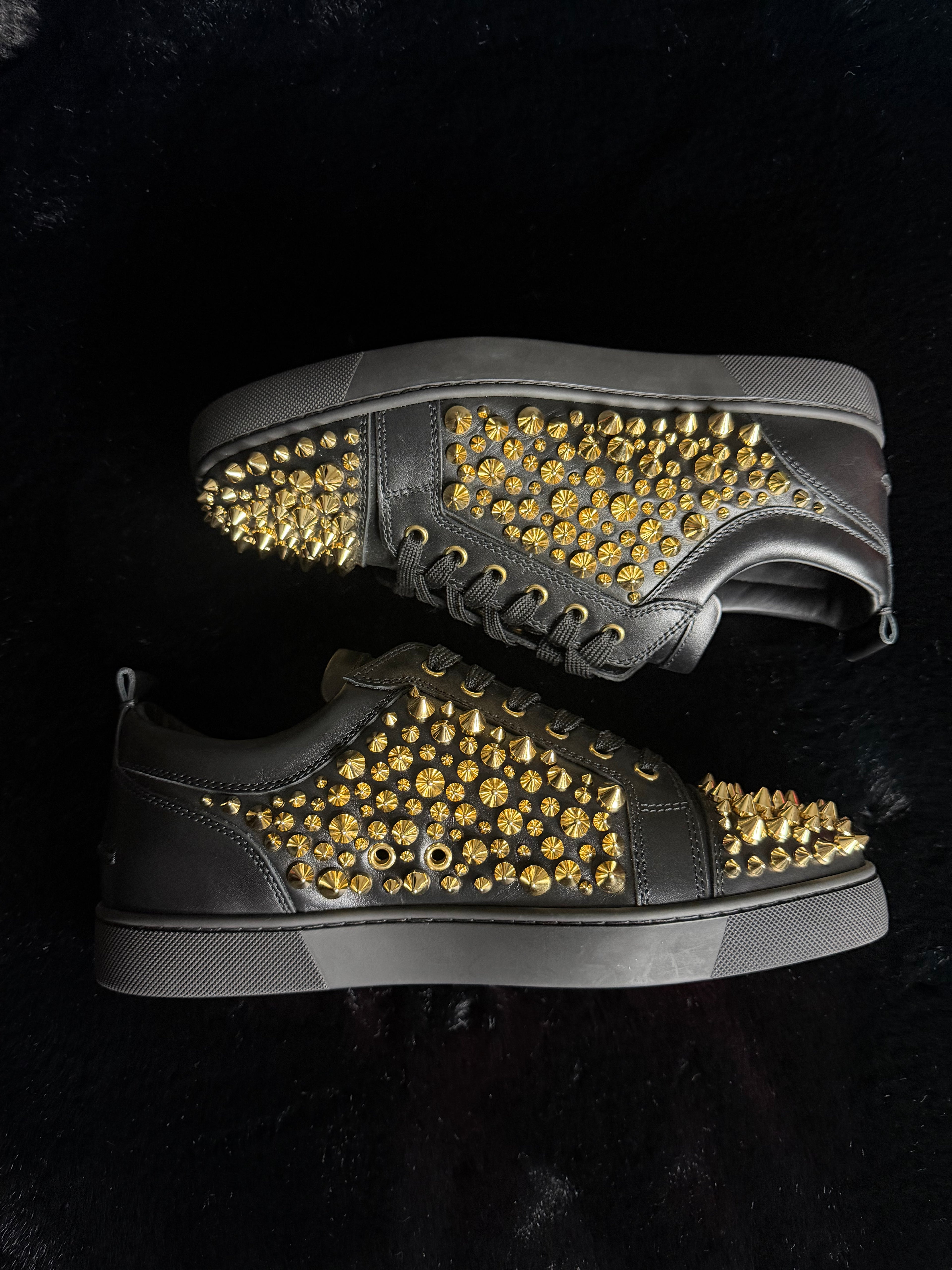 Christian Louboutin Gold Black Sneakers Size 40,41.5