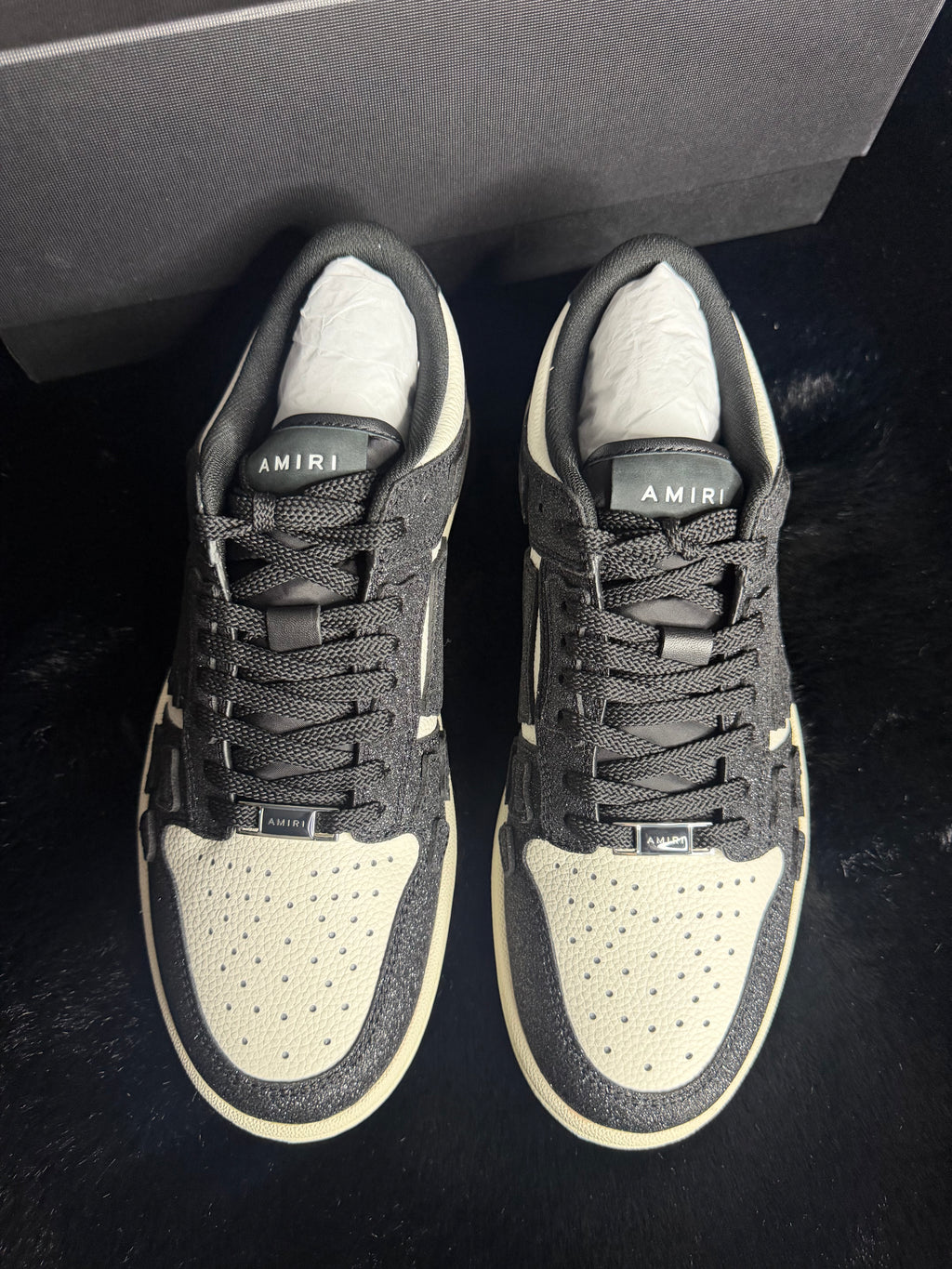 Amiri Skel Black Shimmer Sneakers Size 40
