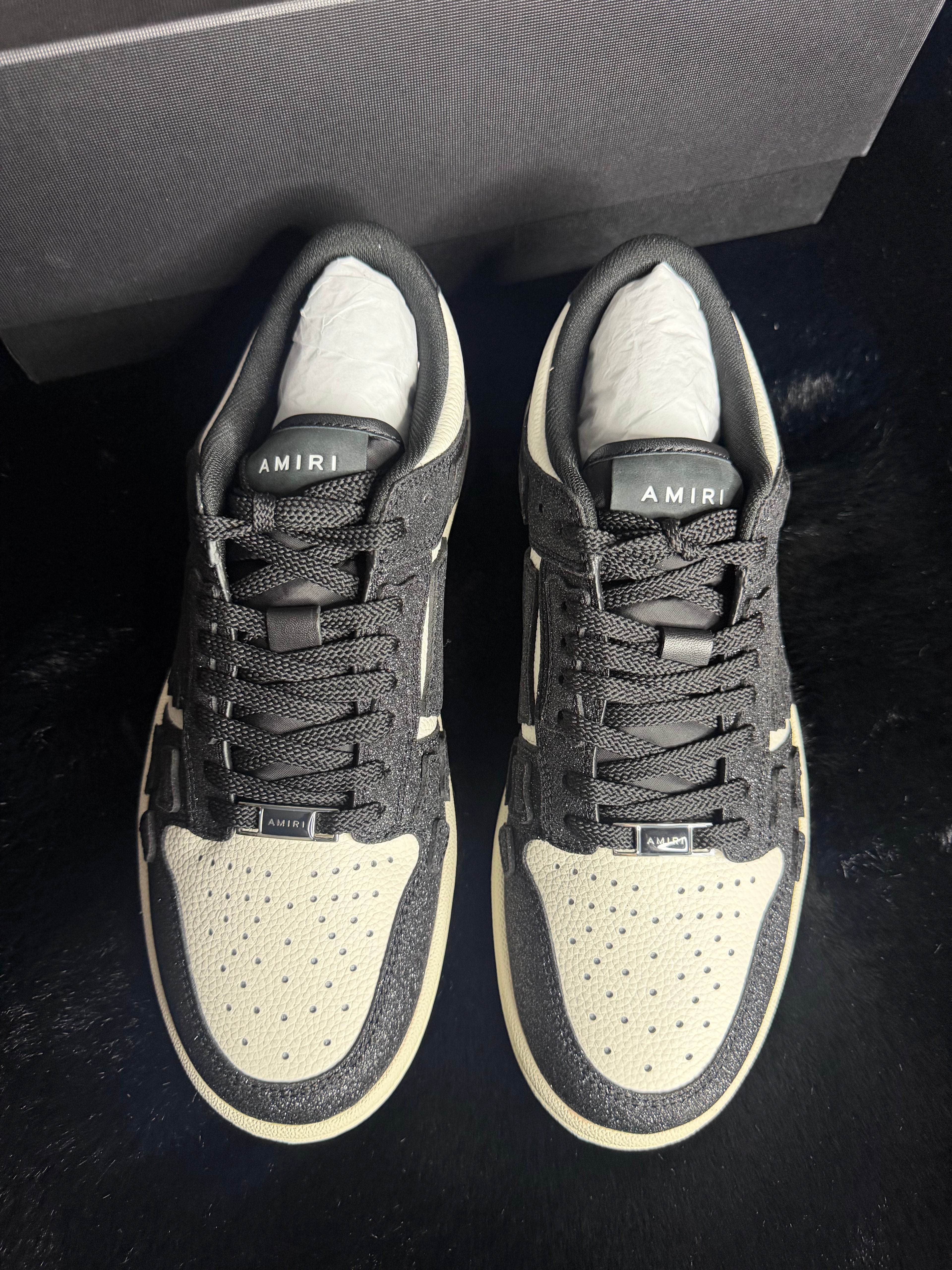 Amiri Skel Black Shimmer Sneakers Size 40