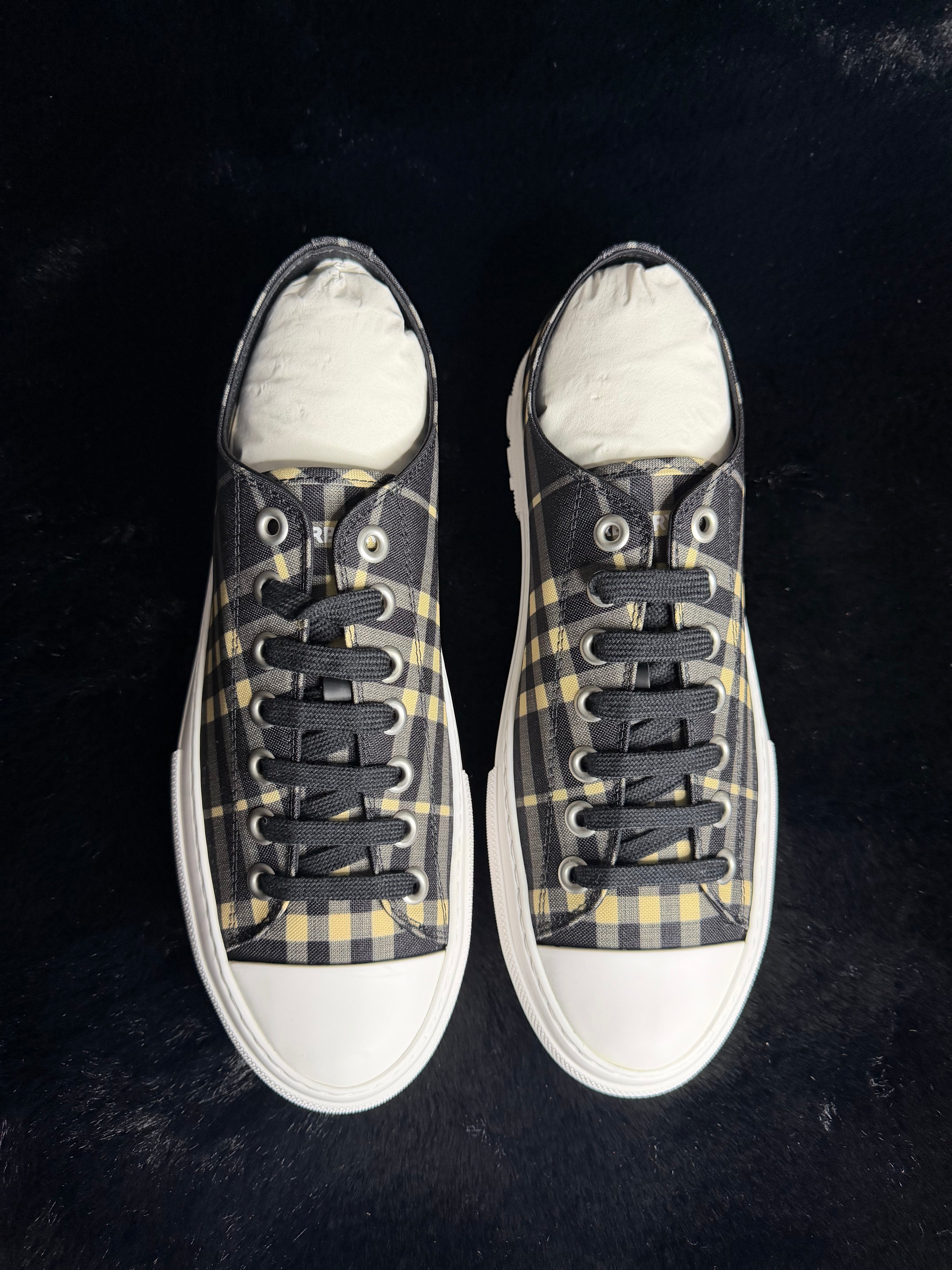 Burberry Check Sneakers Black Calico Size 43