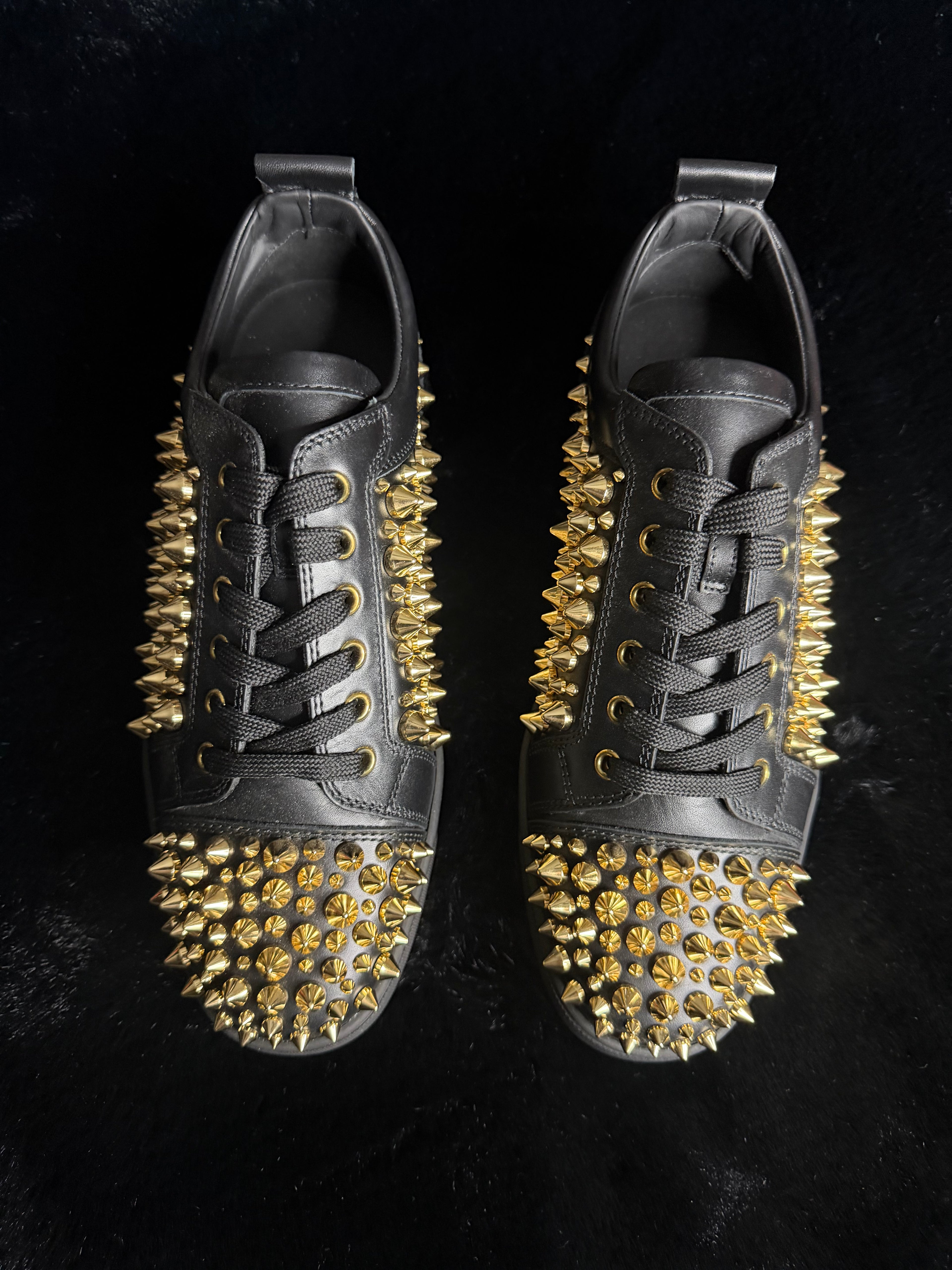 Christian Louboutin Gold Black Sneakers Size 40,41.5
