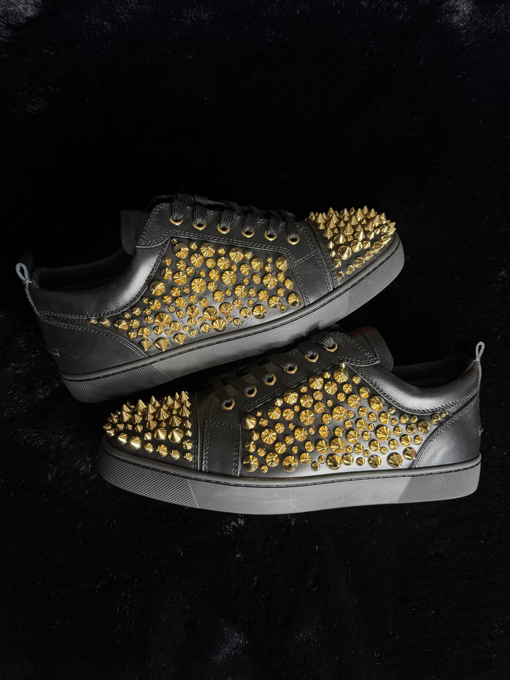 Christian Louboutin Gold Black Sneakers Size 40,41.5