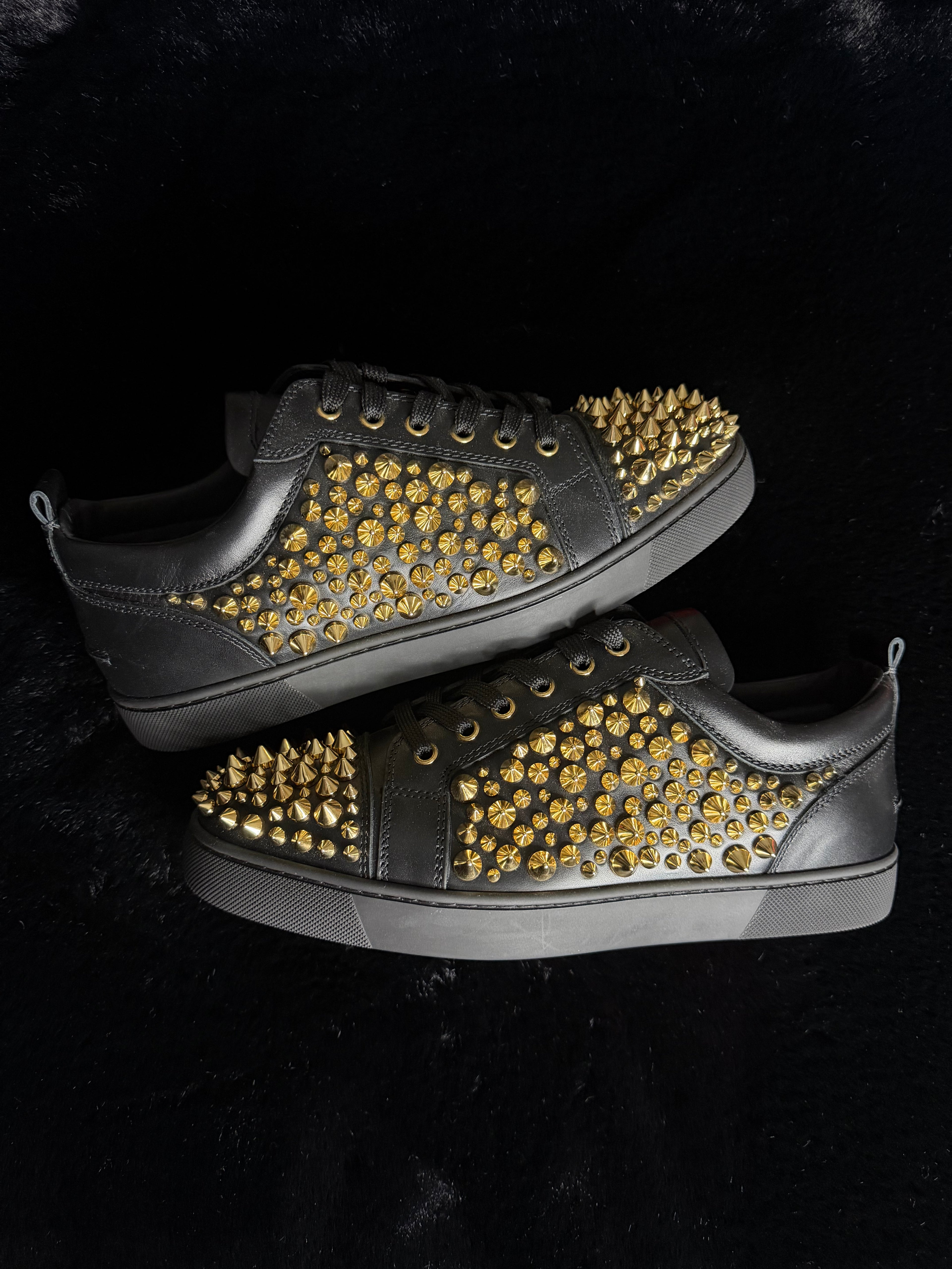 Christian Louboutin Gold Black Sneakers Size 40,41.5