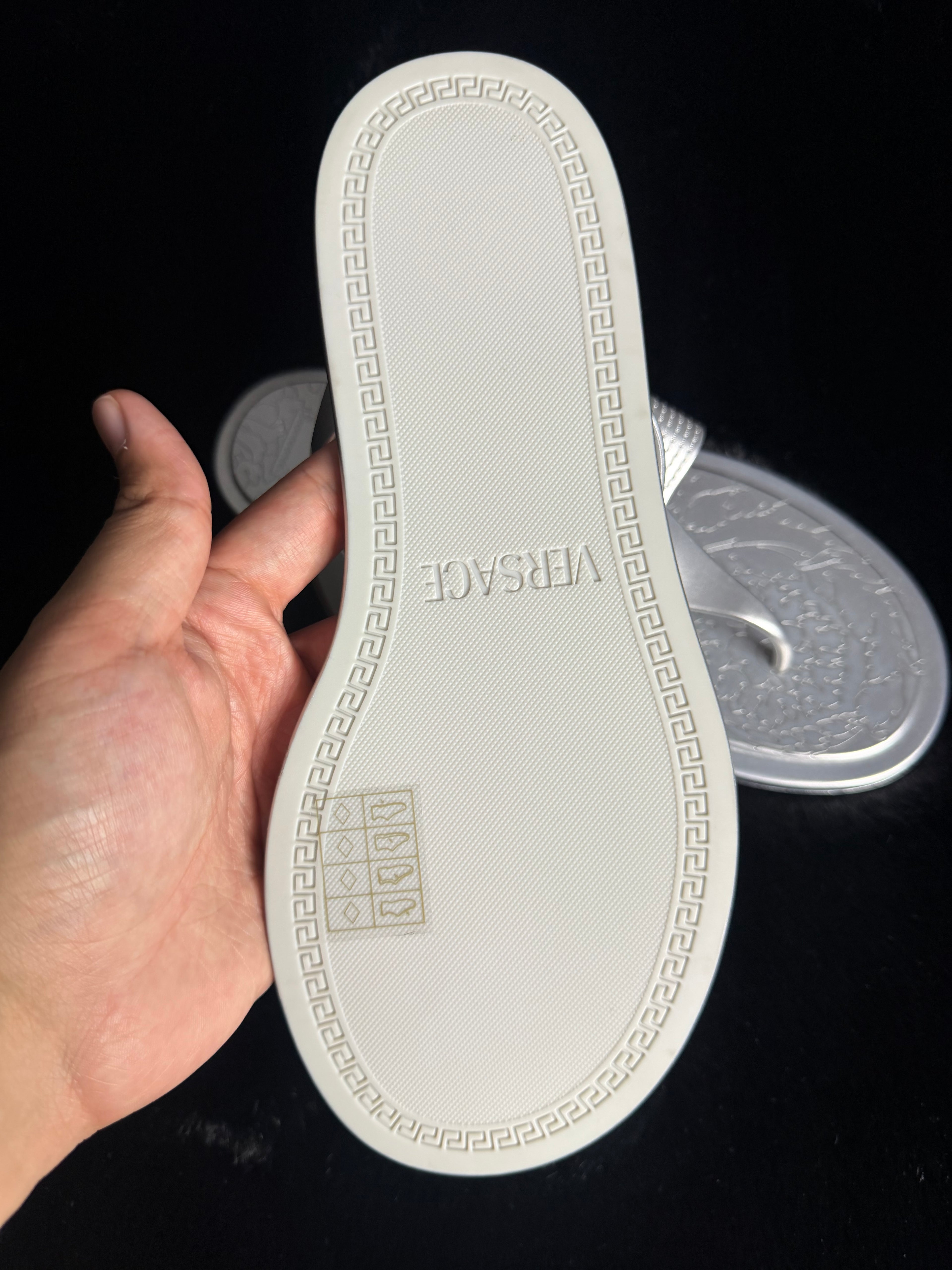 Versace Silver Thong Sandal size 37
