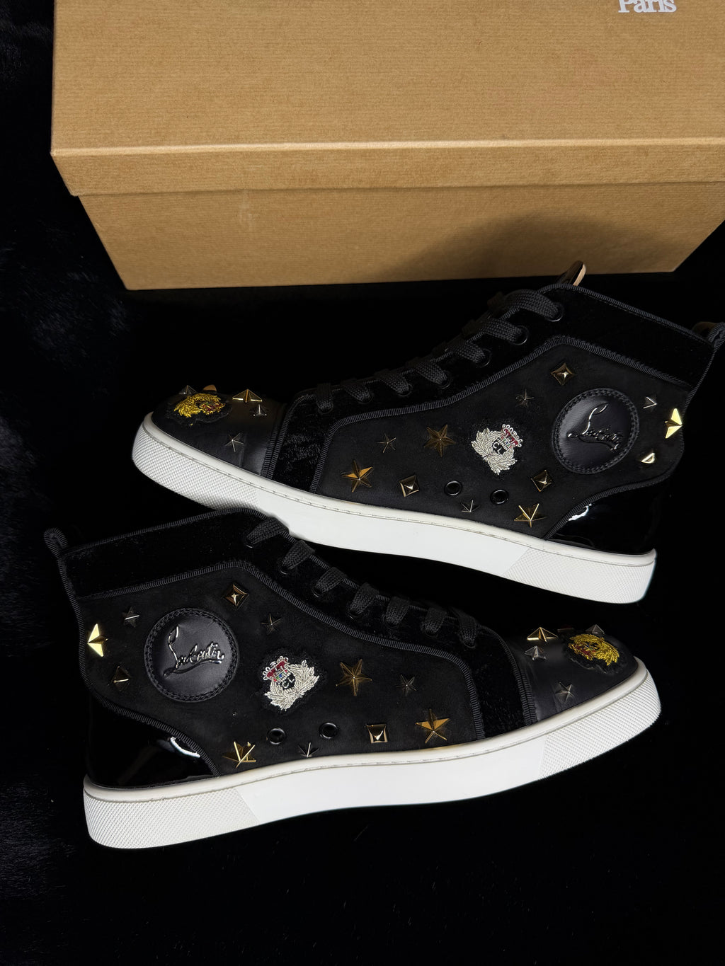 Christian Louboutin Black Velvet High Size 42