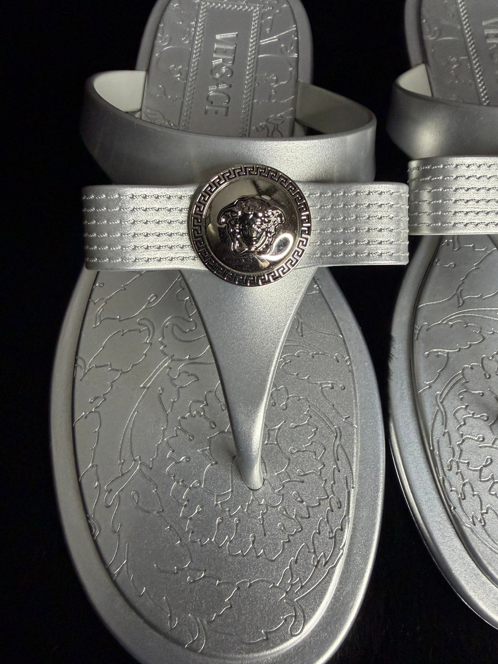 Versace Silver Thong Sandal size 37