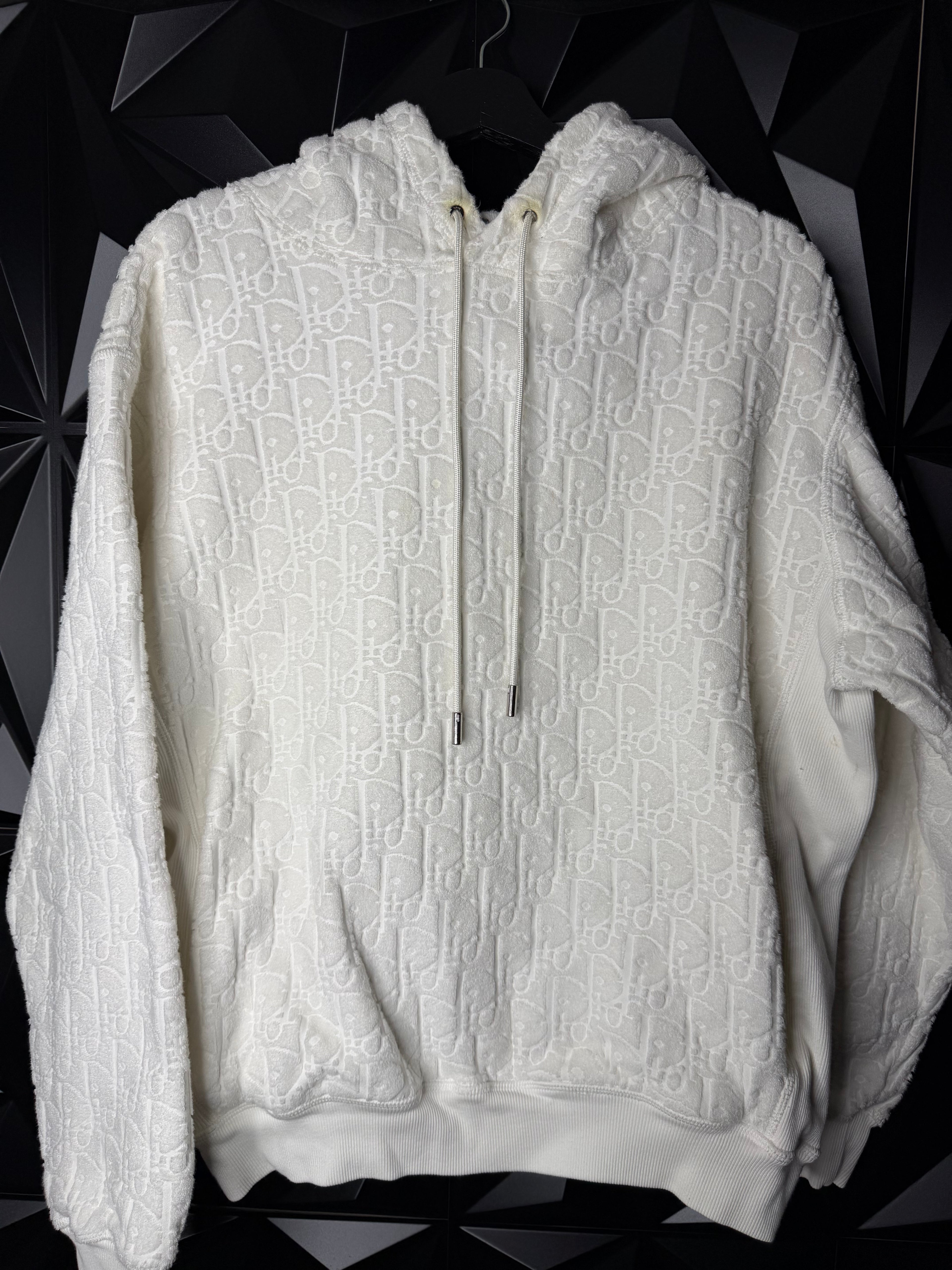 Dior White Towel Hoodie Size Large