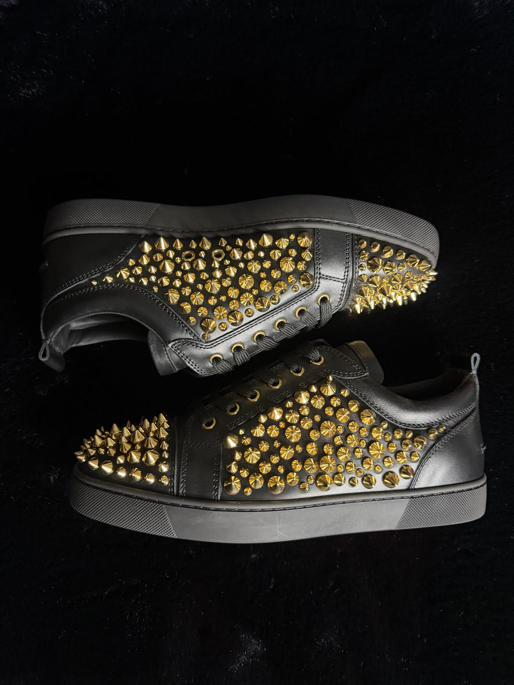 Christian Louboutin Gold Black Sneakers Size 40,41.5