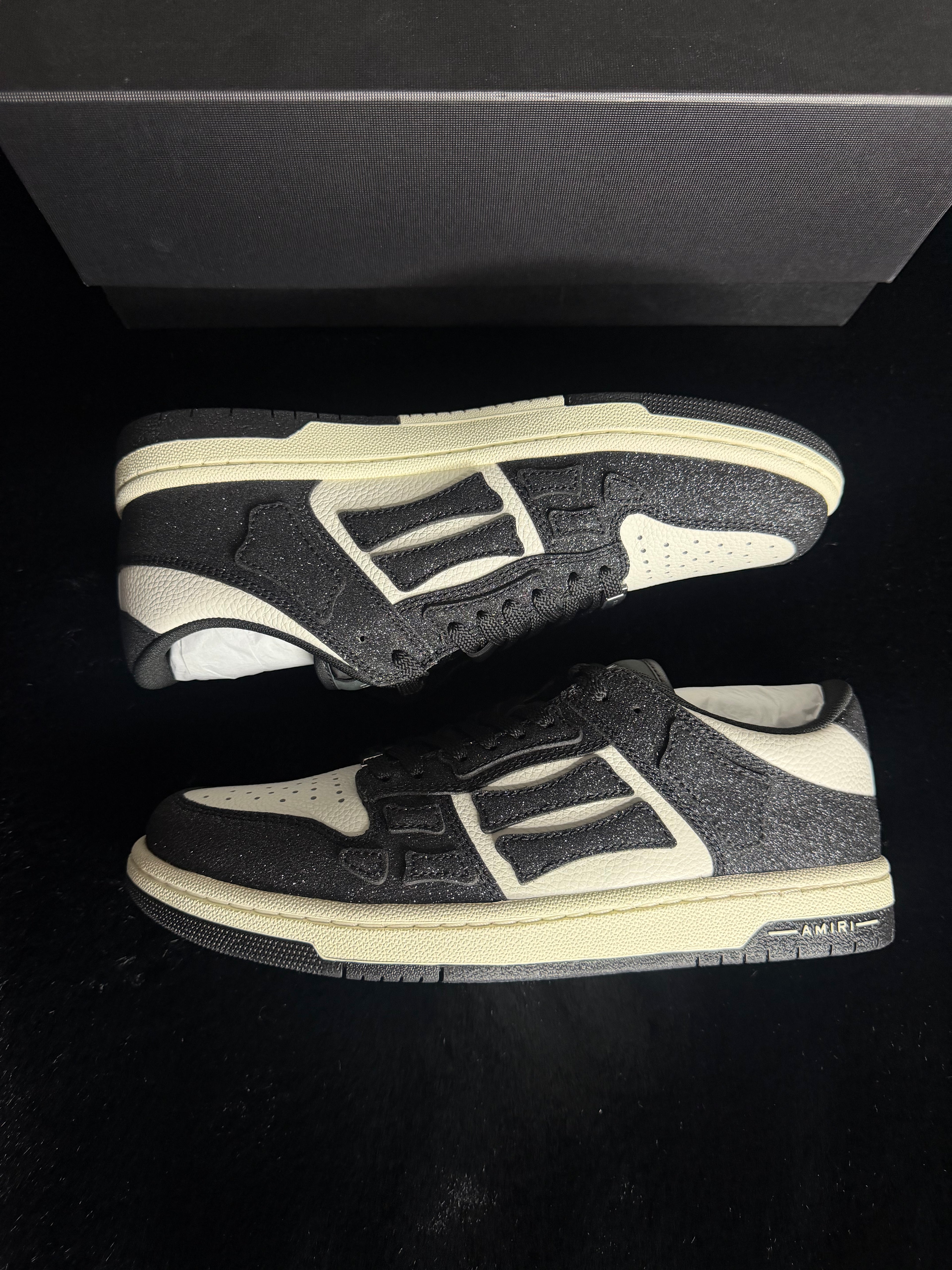 Amiri Skel Black Shimmer Sneakers Size 40