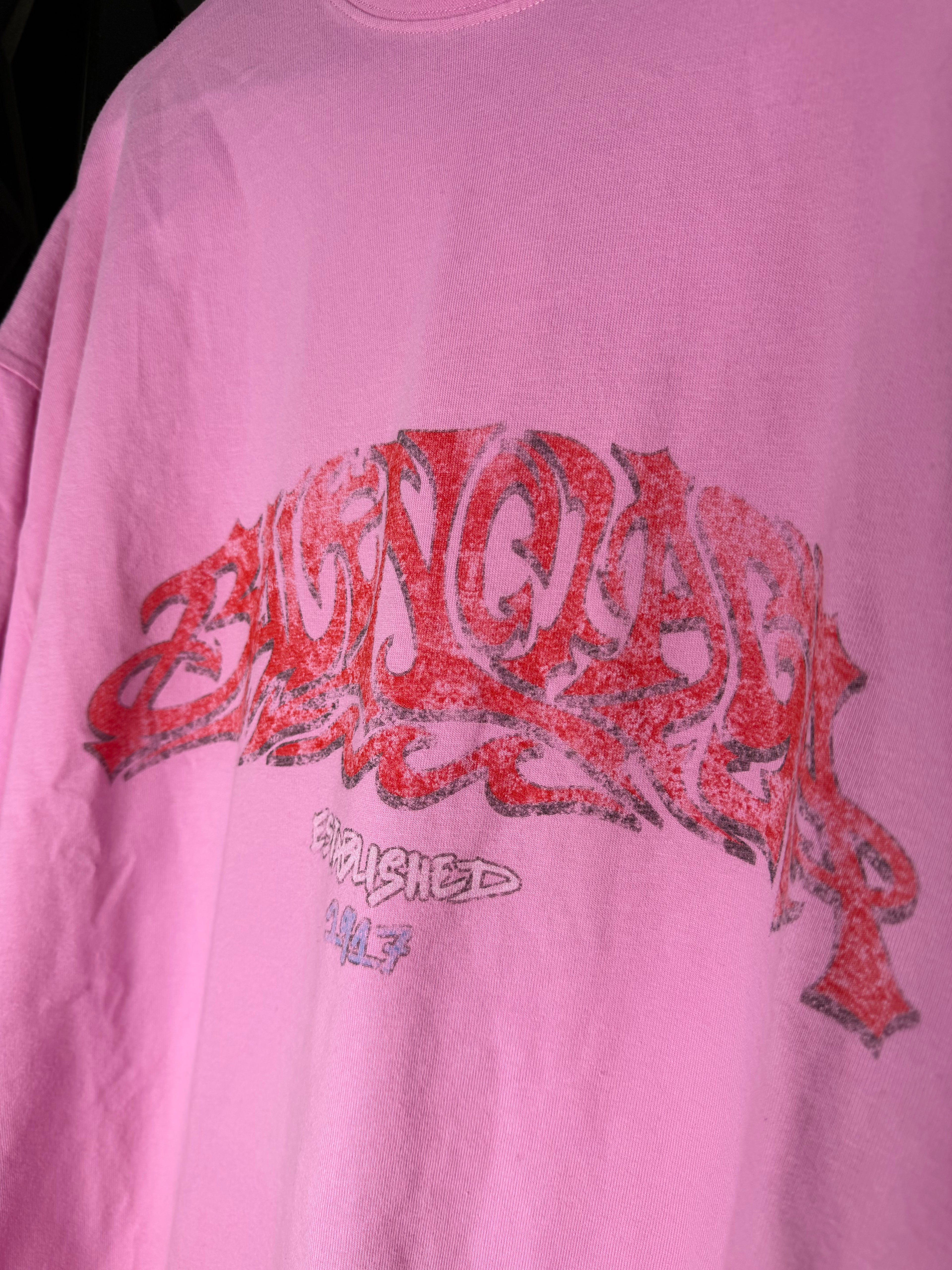 Balenciaga Pink Washed Tee Size 2XL