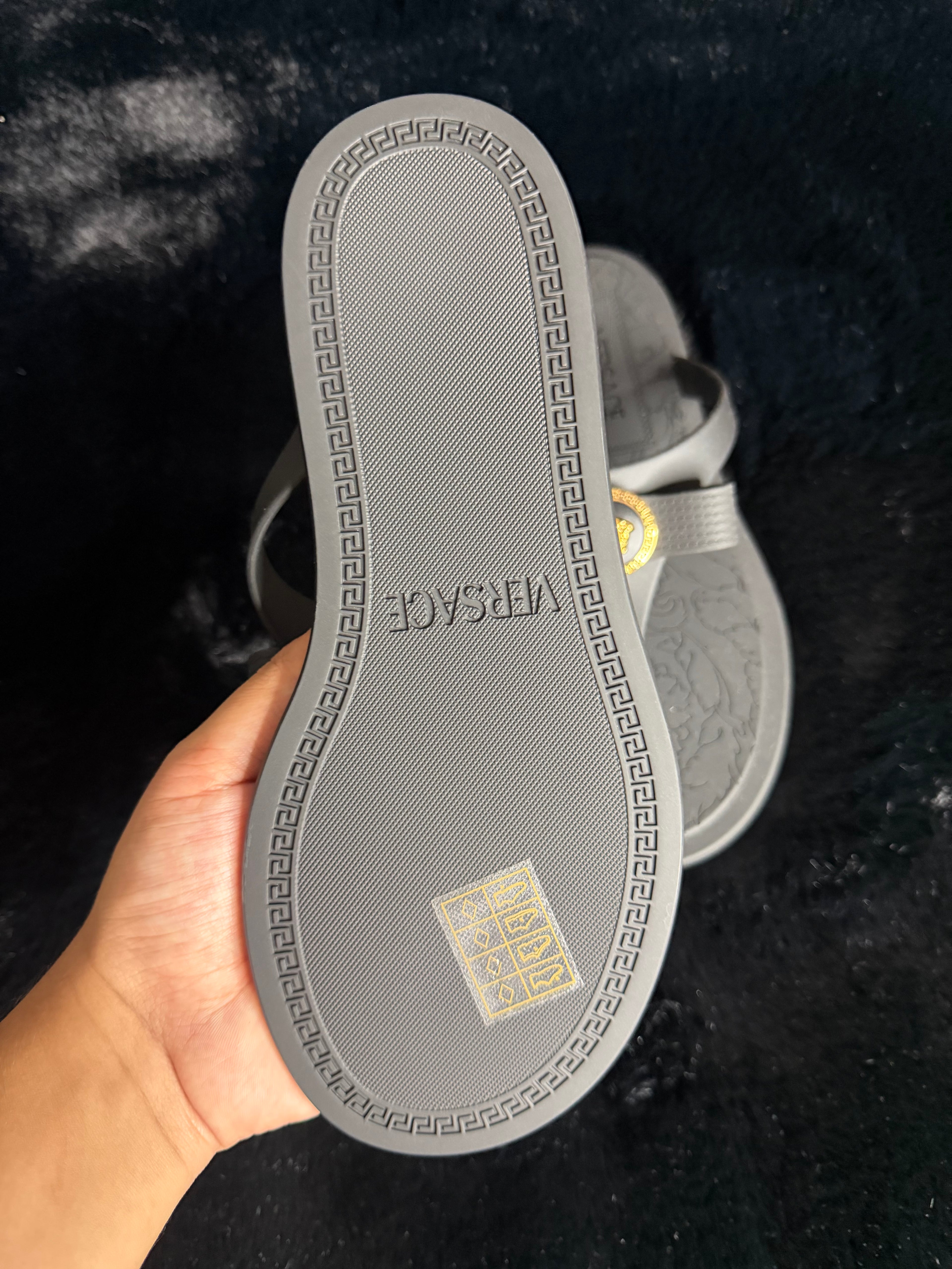 Versace Black Thong Sandals Size 36