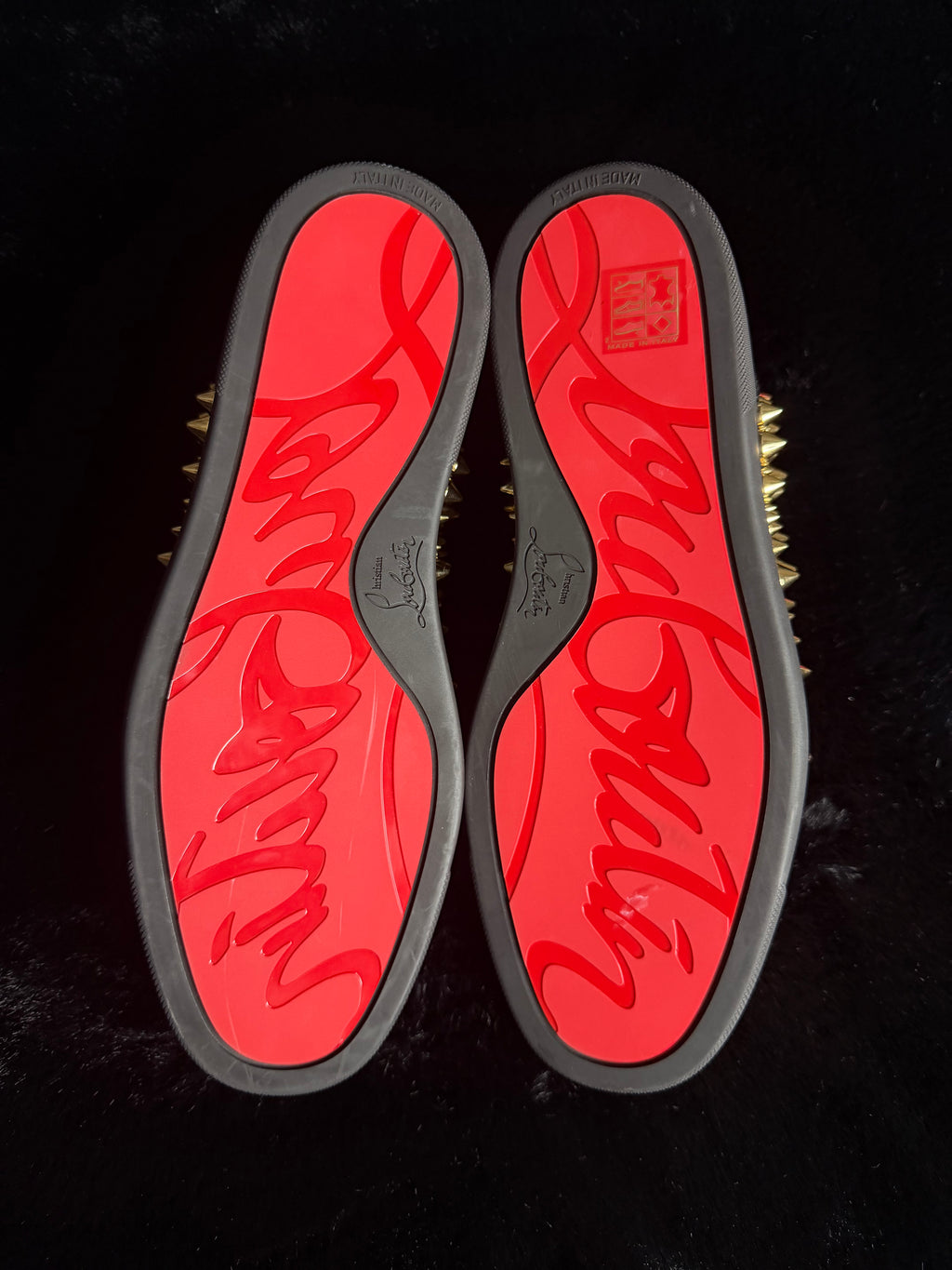 Christian Louboutin Gold Black Sneakers Size 40,41.5