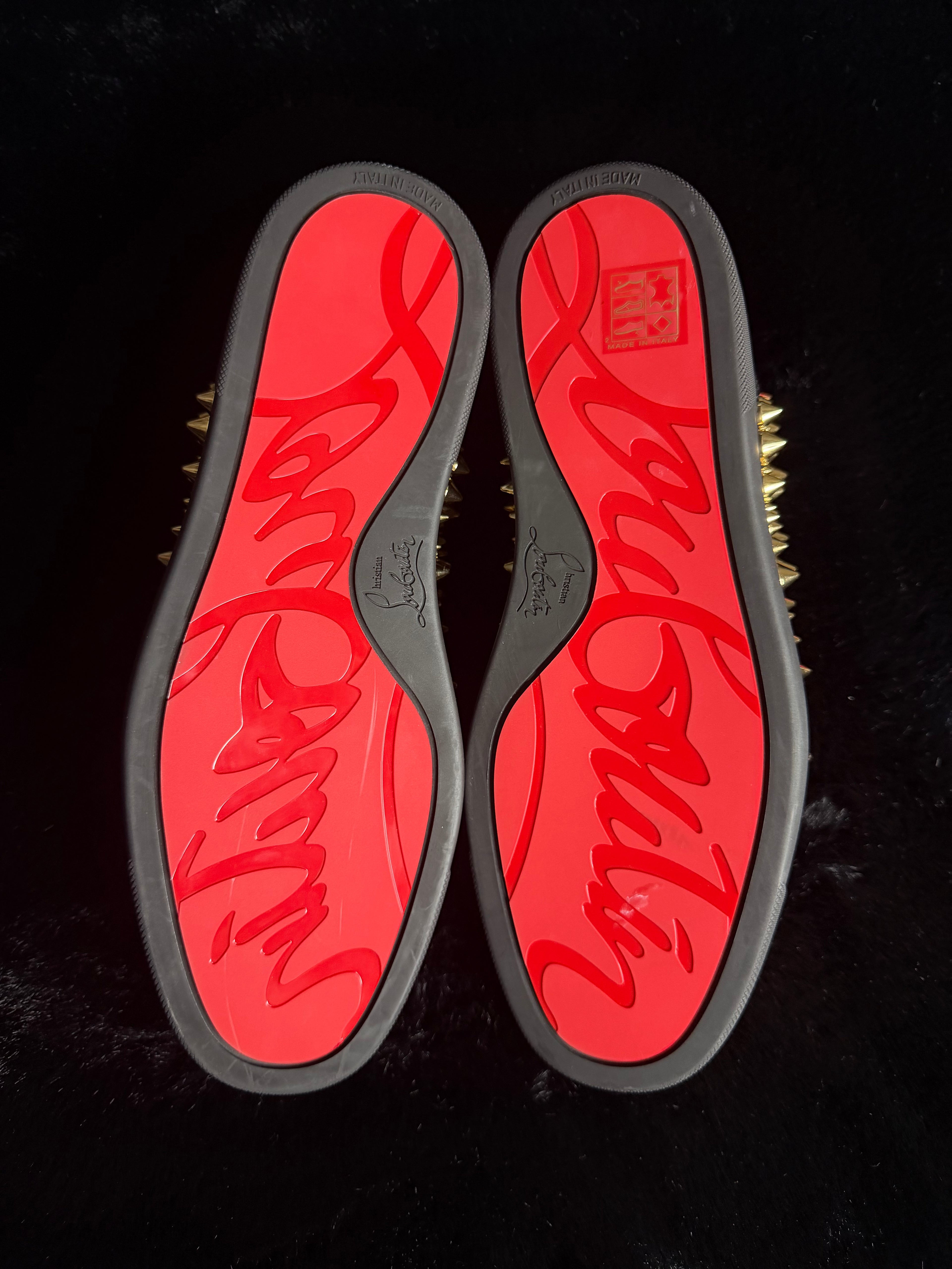 Christian Louboutin Gold Black Sneakers Size 40,41.5